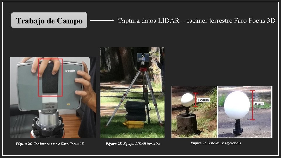 Trabajo de Campo Figura 24. Escáner terrestre Faro Focus 3 D Captura datos LIDAR
