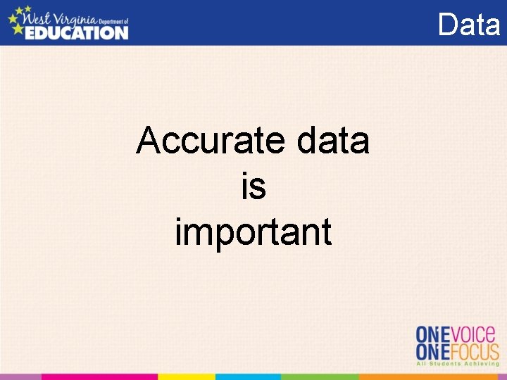 Data Accurate data is important 