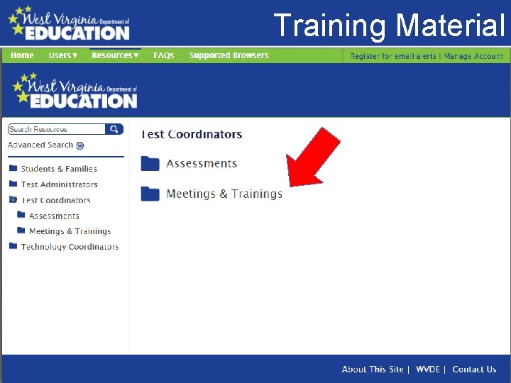 Training Material Video Page • Screen Shot of portal 