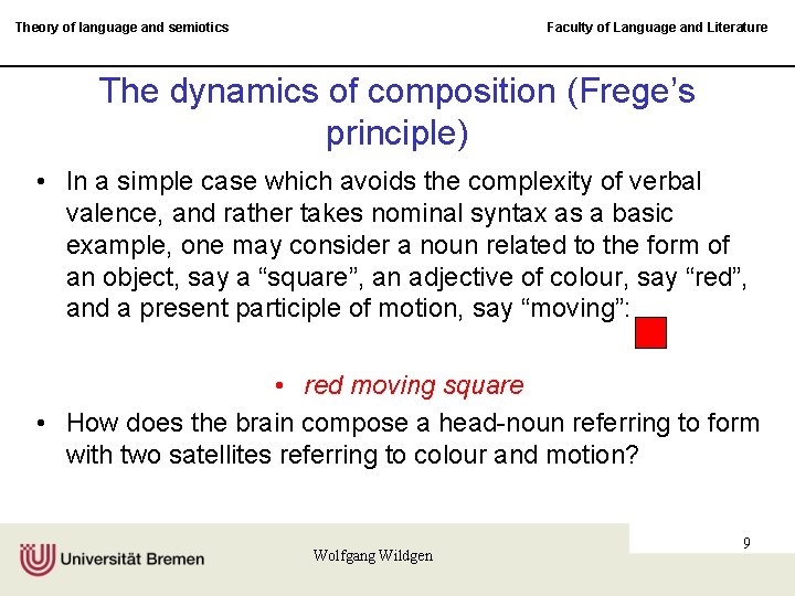 Theory of language and semiotics Faculty of Language and Literature The dynamics of composition