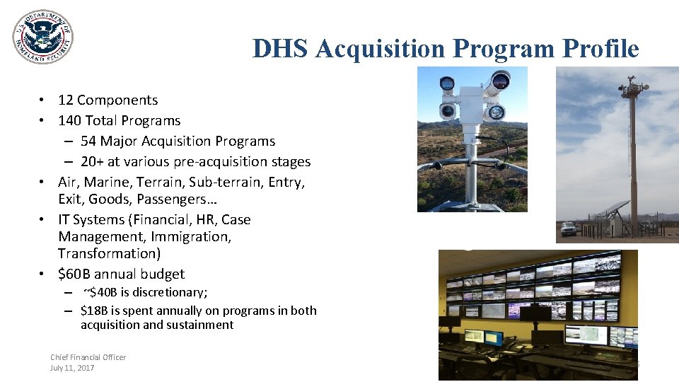DHS Acquisition Program Profile • 12 Components • 140 Total Programs – 54 Major