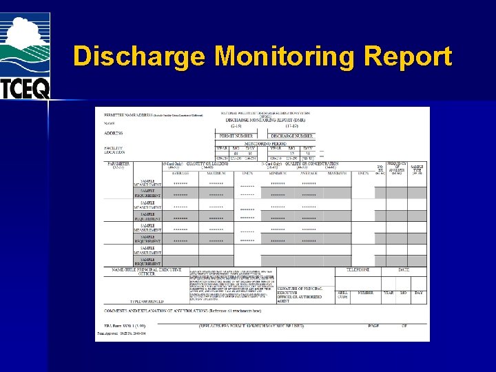Discharge Monitoring Report Discharge Monitoring Report