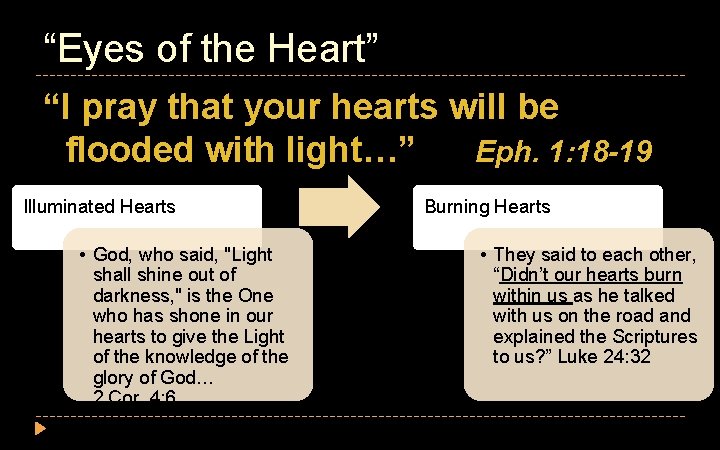 “Eyes of the Heart” “I pray that your hearts will be flooded with light…”