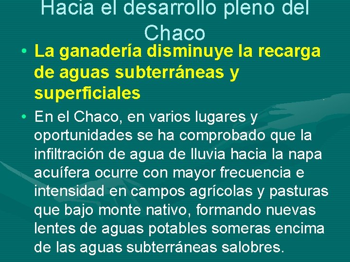 Hacia el desarrollo pleno del Chaco • La ganadería disminuye la recarga de aguas