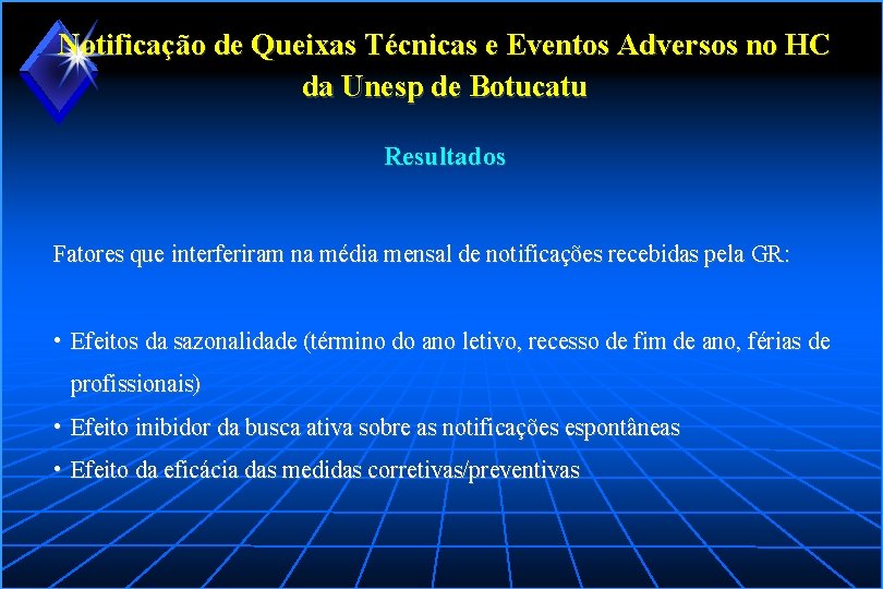 Notificação de Queixas Técnicas e Eventos Adversos no HC da Unesp de Botucatu Resultados