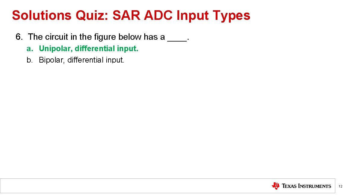 Solutions Quiz: SAR ADC Input Types 6. The circuit in the figure below has