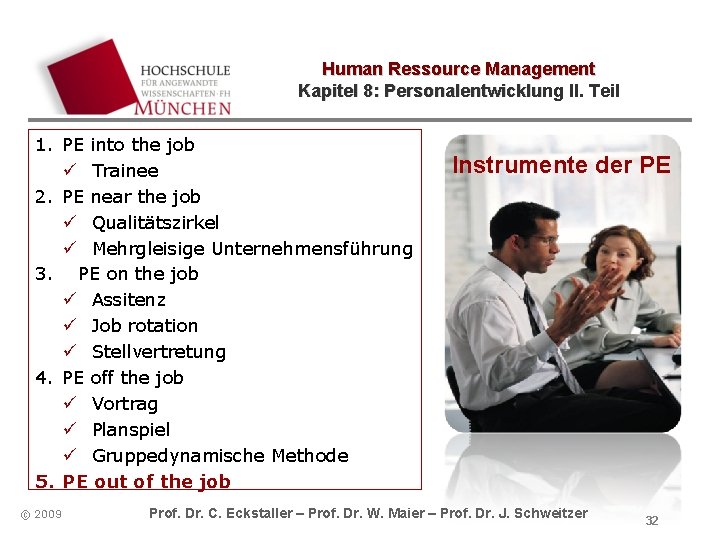 Human Ressource Management Kapitel 8: Personalentwicklung II. Teil 1. PE into the job ü Human Ressource Management Kapitel 8: Personalentwicklung II. Teil 1. PE into the job ü