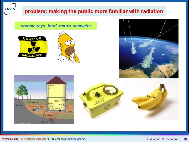 problem: making the public more familiar with radiation cosmic rays, food, radon, seawater Miniradmeter: