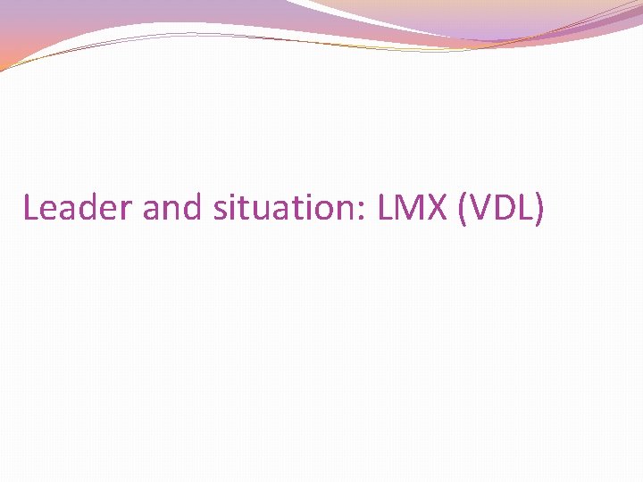 Leader and situation: LMX (VDL) 