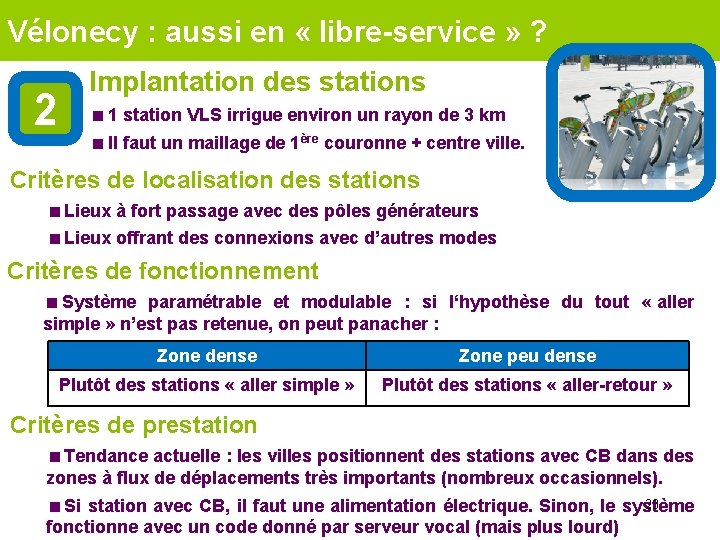 Vélonecy : aussi en « libre-service » ? 2 Implantation des stations <1 station