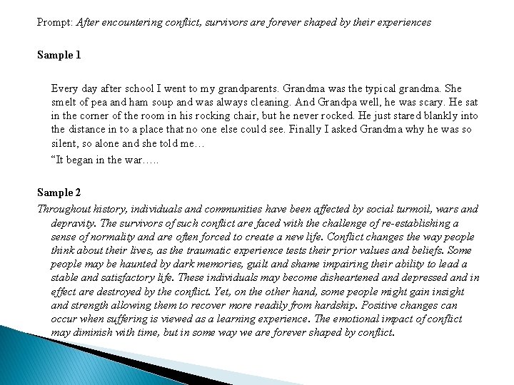 Prompt: After encountering conflict, survivors are forever shaped by their experiences Sample 1 Every Prompt: After encountering conflict, survivors are forever shaped by their experiences Sample 1 Every