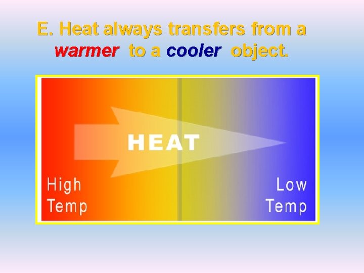 E. Heat always transfers from a warmer to a cooler object. 