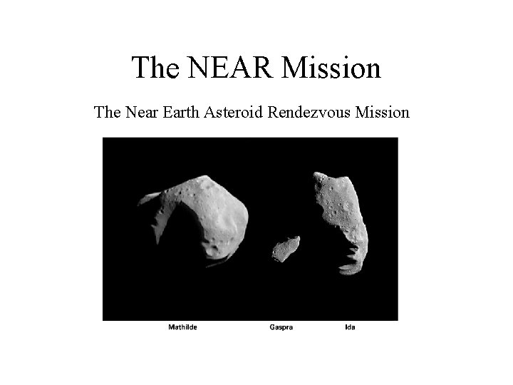 The NEAR Mission The Near Earth Asteroid Rendezvous Mission 