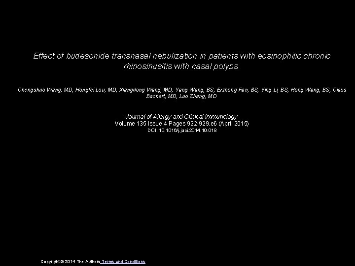 Effect of budesonide transnasal nebulization in patients with eosinophilic chronic rhinosinusitis with nasal polyps
