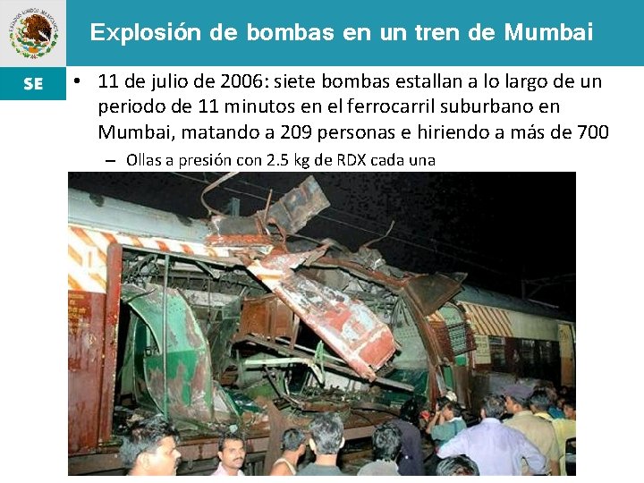 Explosión de bombas en un tren de Mumbai • 11 de julio de 2006: