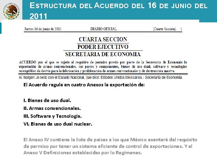 ESTRUCTURA 2011 DEL ACUERDO DEL 16 DE JUNIO DEL El Acuerdo regula en cuatro