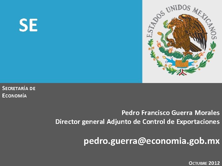 SE SECRETARÍA DE SECRETARÍA ECONOMÍA DE ECONOMÍA PEDRO FRANCISCO GUERRA MORALES DIRECTOR GENERAL APedro