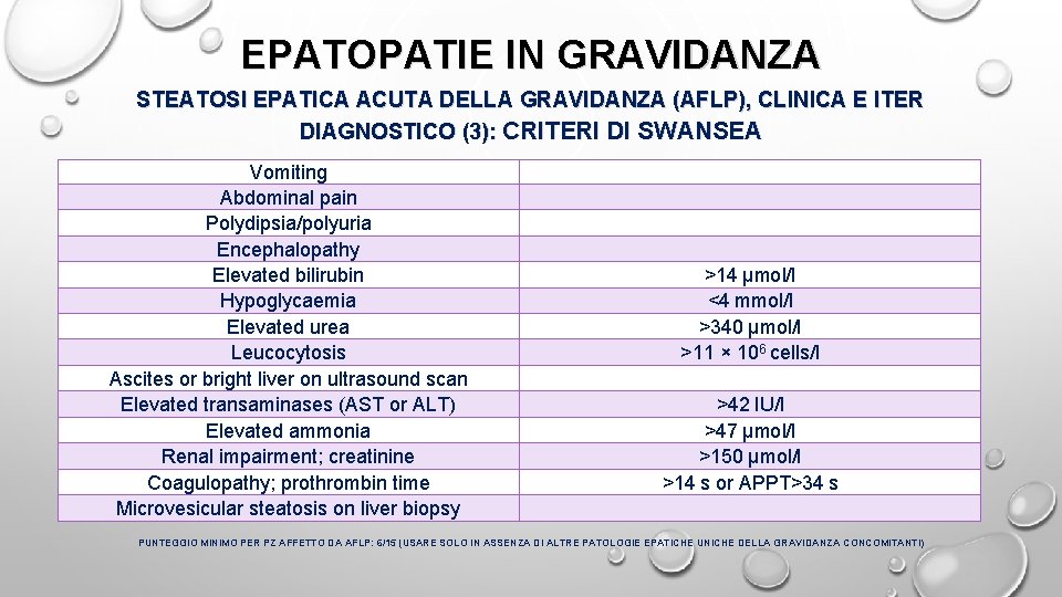 EPATOPATIE IN GRAVIDANZA STEATOSI EPATICA ACUTA DELLA GRAVIDANZA (AFLP), CLINICA E ITER DIAGNOSTICO (3):