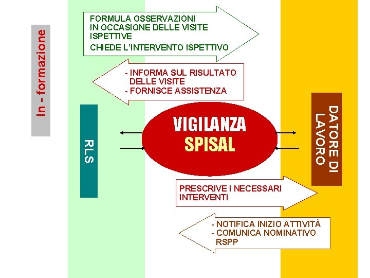 - INFORMA SUL RISULTATO DELLE VISITE - FORNISCE ASSISTENZA RLS VIGILANZA SPISAL DATORE DI