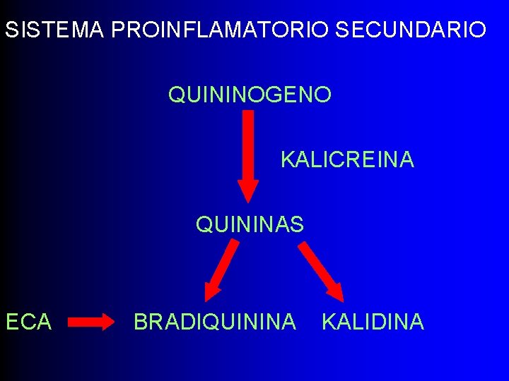 SISTEMA PROINFLAMATORIO SECUNDARIO QUININOGENO KALICREINA QUININAS ECA BRADIQUININA KALIDINA 