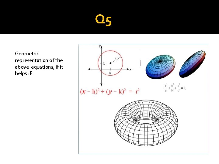 Q 5 Geometric representation of the above equations, if it helps : P 