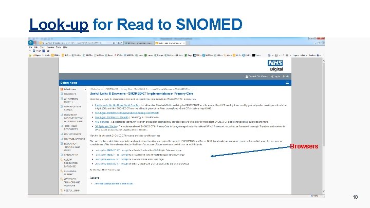 Look-up for Read to SNOMED Browsers 18 