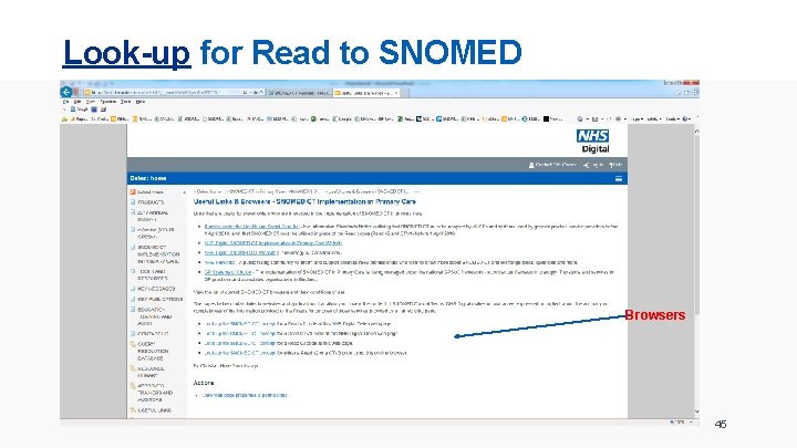 Look-up for Read to SNOMED Browsers 45 