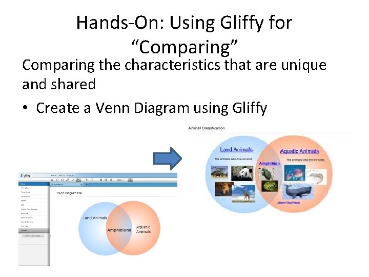 Hands-On: Using Gliffy for “Comparing” Comparing the characteristics that are unique and shared •