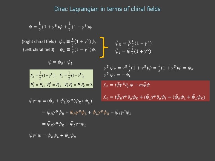 Dirac Lagrangian in terms of chiral fields 