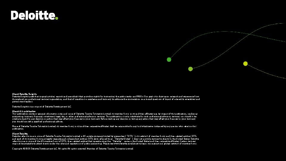 About Deloitte Insights publishes original articles, reports and periodicals that provide insights for businesses,