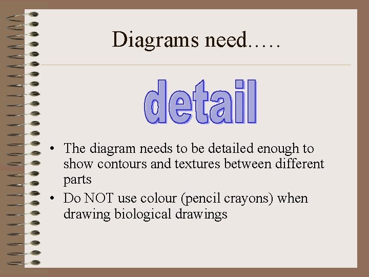 Diagrams need. …. • The diagram needs to be detailed enough to show contours