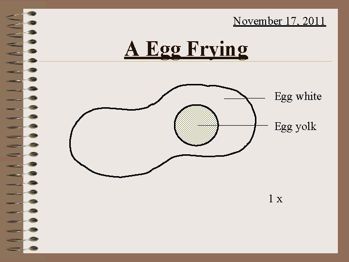 November 17, 2011 A Egg Frying Egg white Egg yolk 1 x 