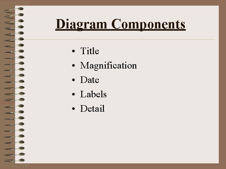 Diagram Components • • • Title Magnification Date Labels Detail 
