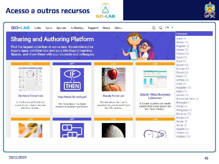 Acesso a outros recursos 03/11/2020 45 