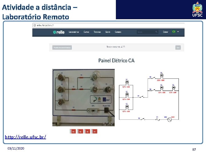 Atividade a distância – Laboratório Remoto http: //relle. ufsc. br/ 03/11/2020 87 