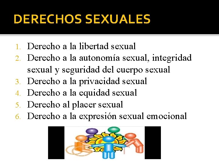 DERECHOS SEXUALES 1. 2. 3. 4. 5. 6. Derecho a la libertad sexual Derecho