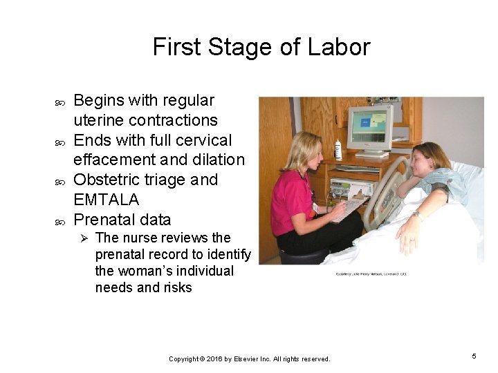 First Stage of Labor Begins with regular uterine contractions Ends with full cervical effacement