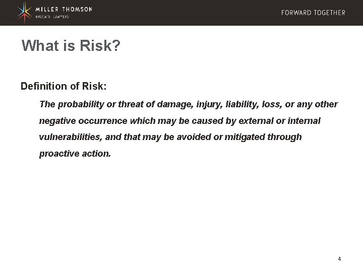 What is Risk? Definition of Risk: The probability or threat of damage, injury, liability,