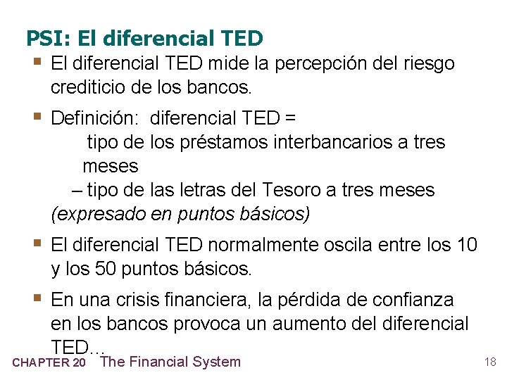 PSI: El diferencial TED § El diferencial TED mide la percepción del riesgo crediticio