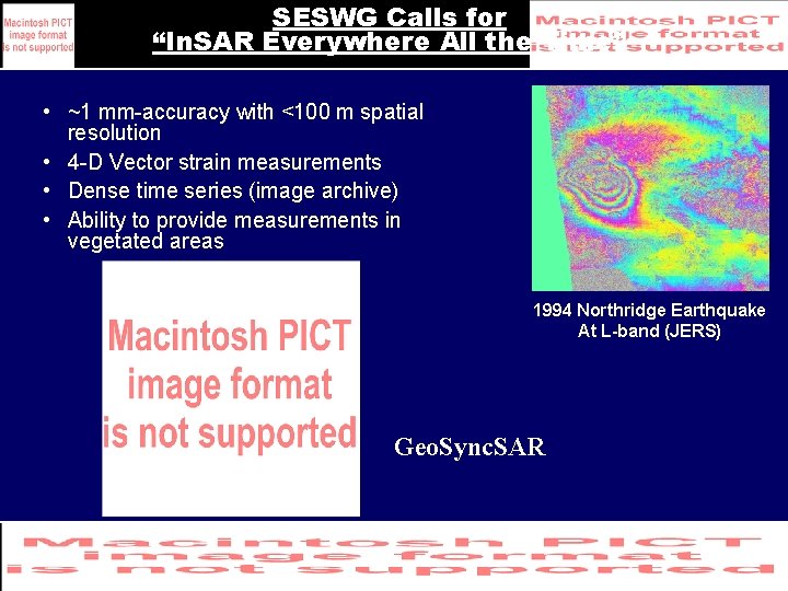 SESWG Calls for “In. SAR Everywhere All the Time” • ~1 mm-accuracy with <100