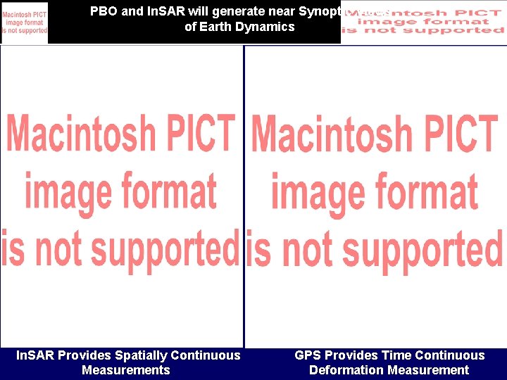 PBO and In. SAR will generate near Synoptic Views of Earth Dynamics In. SAR