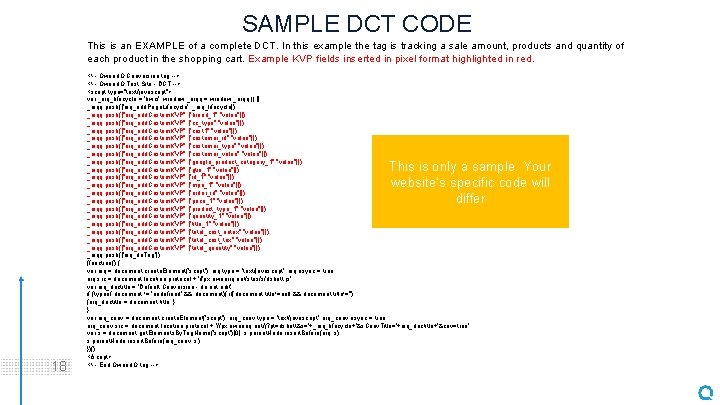 SAMPLE DCT CODE This is an EXAMPLE of a complete DCT. In this example