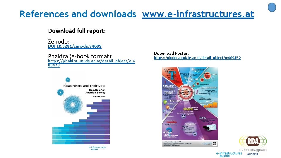 References and downloads www. e-infrastructures. at Download full report: Zenodo: DOI 10. 5281/zenodo. 34005