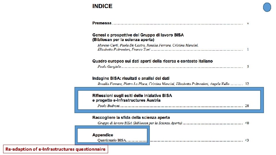 Re-adaption of e-Infrastructures questionnaire 