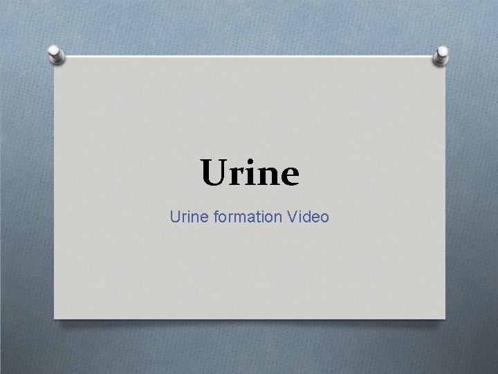 Urine formation Video 