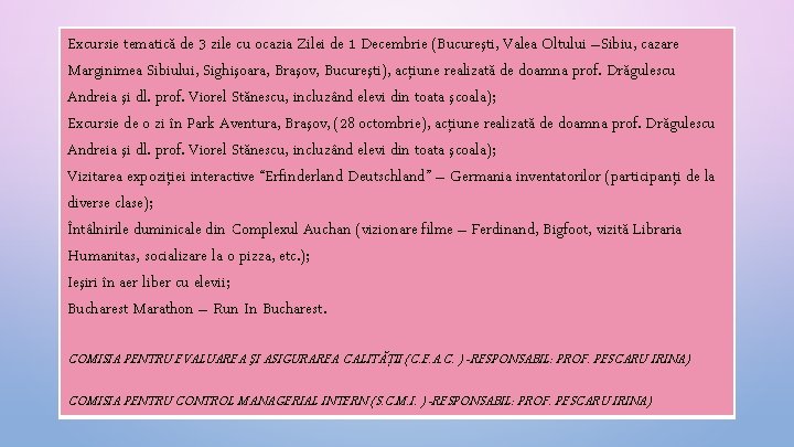 Excursie tematică de 3 zile cu ocazia Zilei de 1 Decembrie (Bucureşti, Valea Oltului