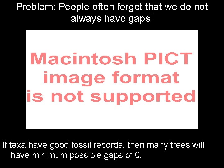 Problem: People often forget that we do not always have gaps! If taxa have