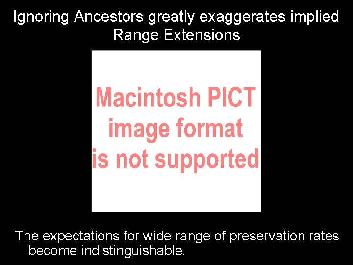 Ignoring Ancestors greatly exaggerates implied Range Extensions The expectations for wide range of preservation