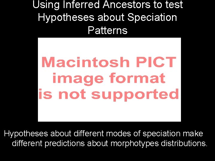 Using Inferred Ancestors to test Hypotheses about Speciation Patterns Hypotheses about different modes of