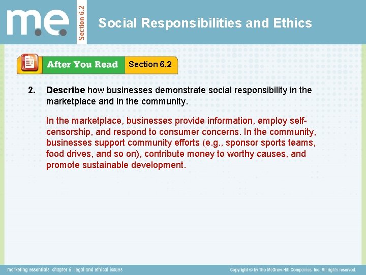 Section 6. 2 Social Responsibilities and Ethics Section 6. 2 2. Describe how businesses Section 6. 2 Social Responsibilities and Ethics Section 6. 2 2. Describe how businesses
